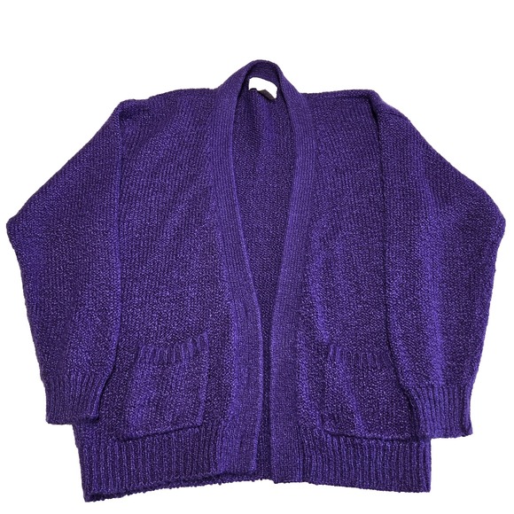 Vintage Cardigan Sweater Womens‎ Petite Medium Open Front Acrylic Knit Grandma - Picture 1 of 6